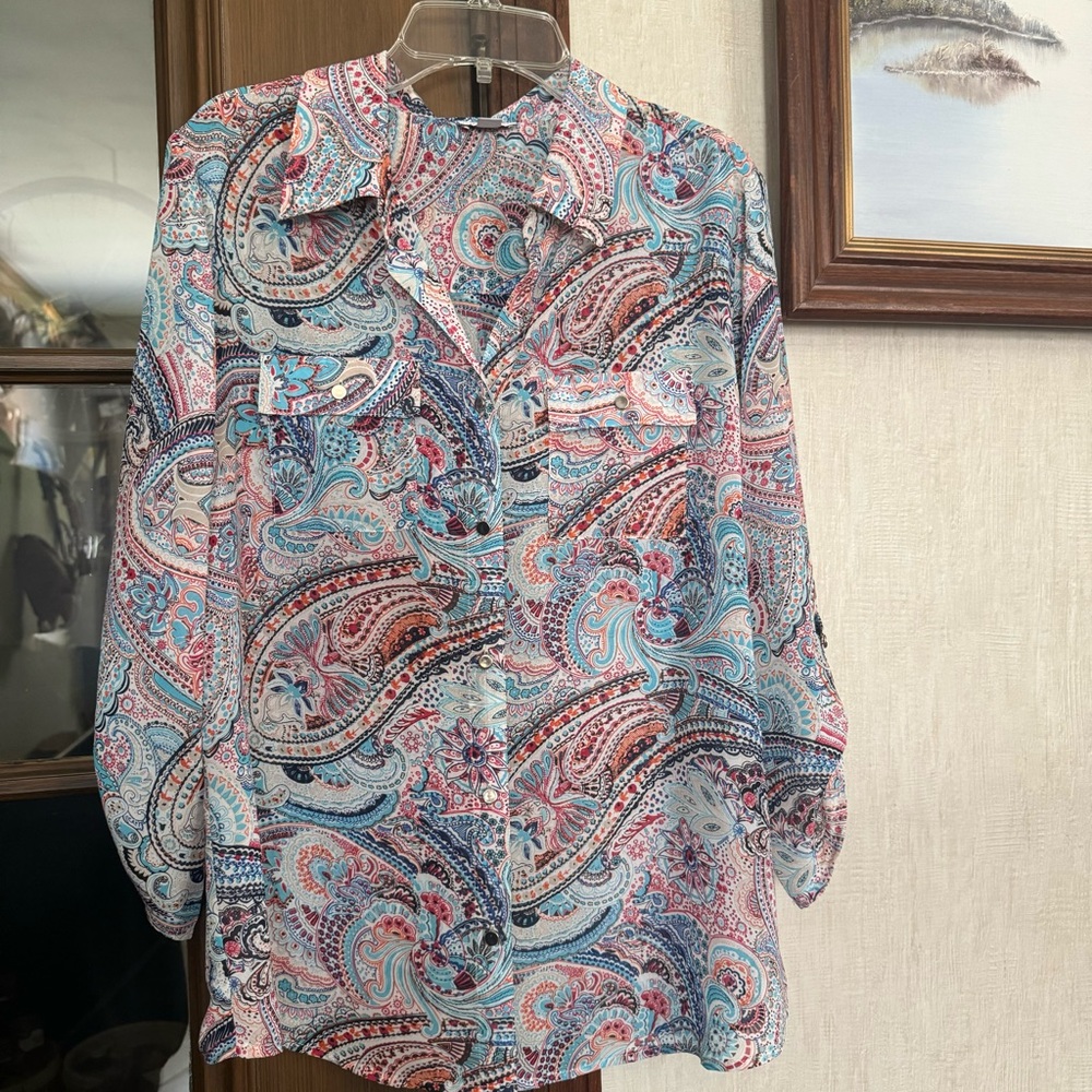 Rebecca Malone Multicolor Paisley Blouse